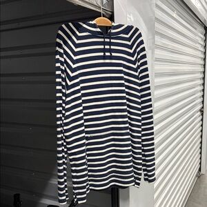 Saint James 100% striped cotton hoodie knit top